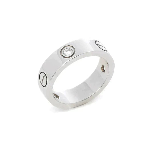 Pomuse LOVE RING 5.5MM 3 DIAMONDS SILVER