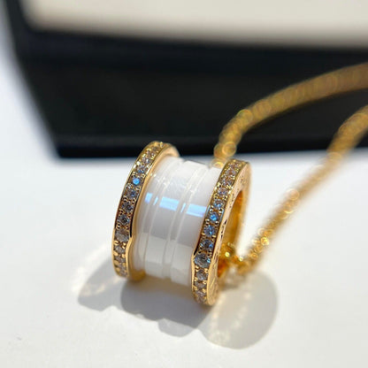 Pomuse ZERO 1 WHITE CERAMIC DIAMOND PINK GOLD NECKLACE